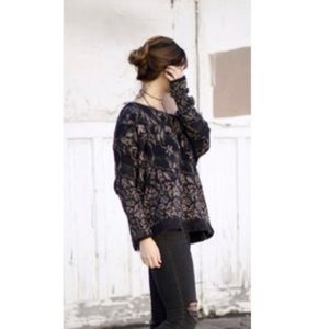 Free People Flower Field off shoulder zip sweater